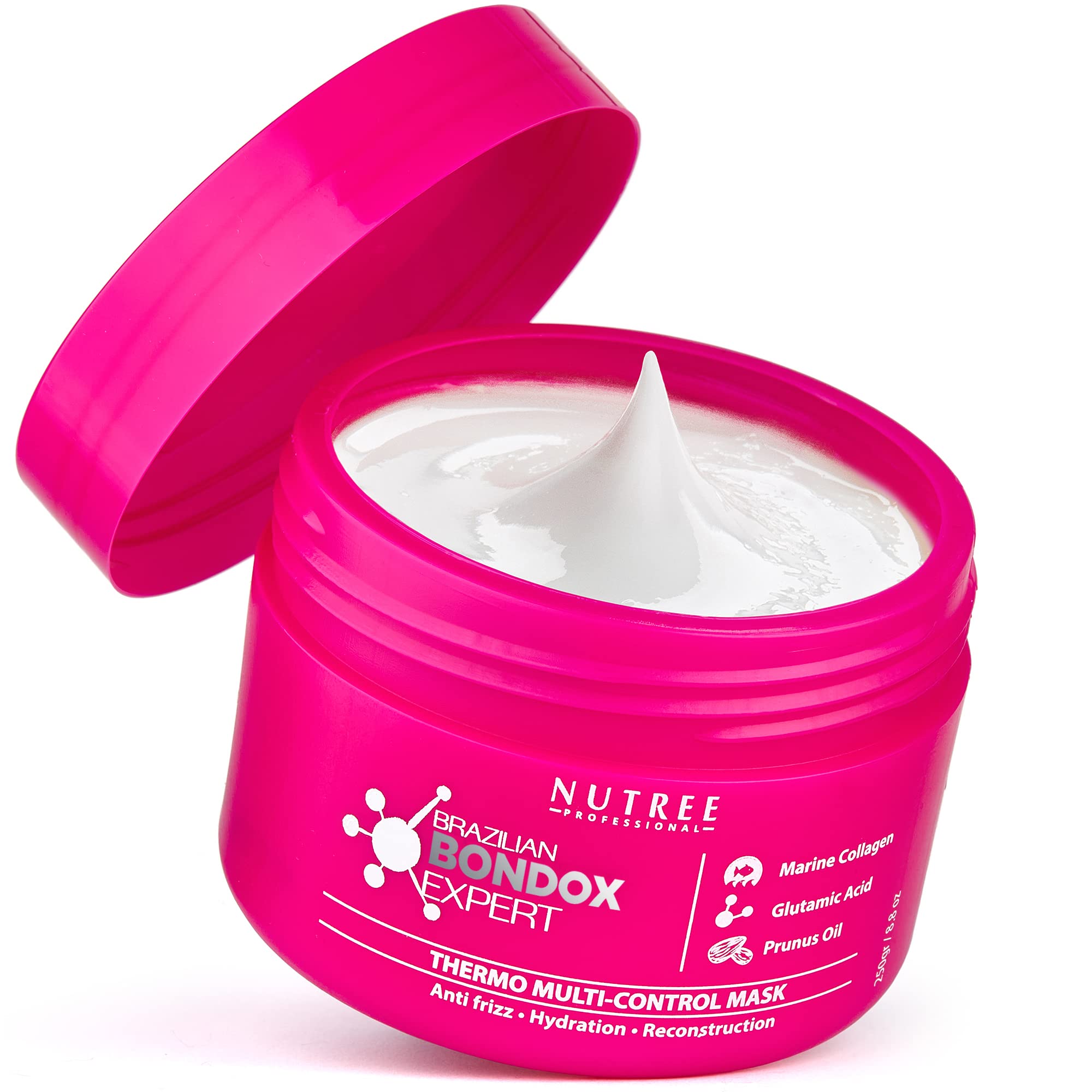 Brazilian Hair Bottox Expert Thermal Mask 8.8 oz - Contains Marine Collagen and Almond Oil - Formaldehyde-Free - Repairs the Hair Elasticity and Flexibility, Softens, Moisturizers, Adds Shine - TrustMedUSA