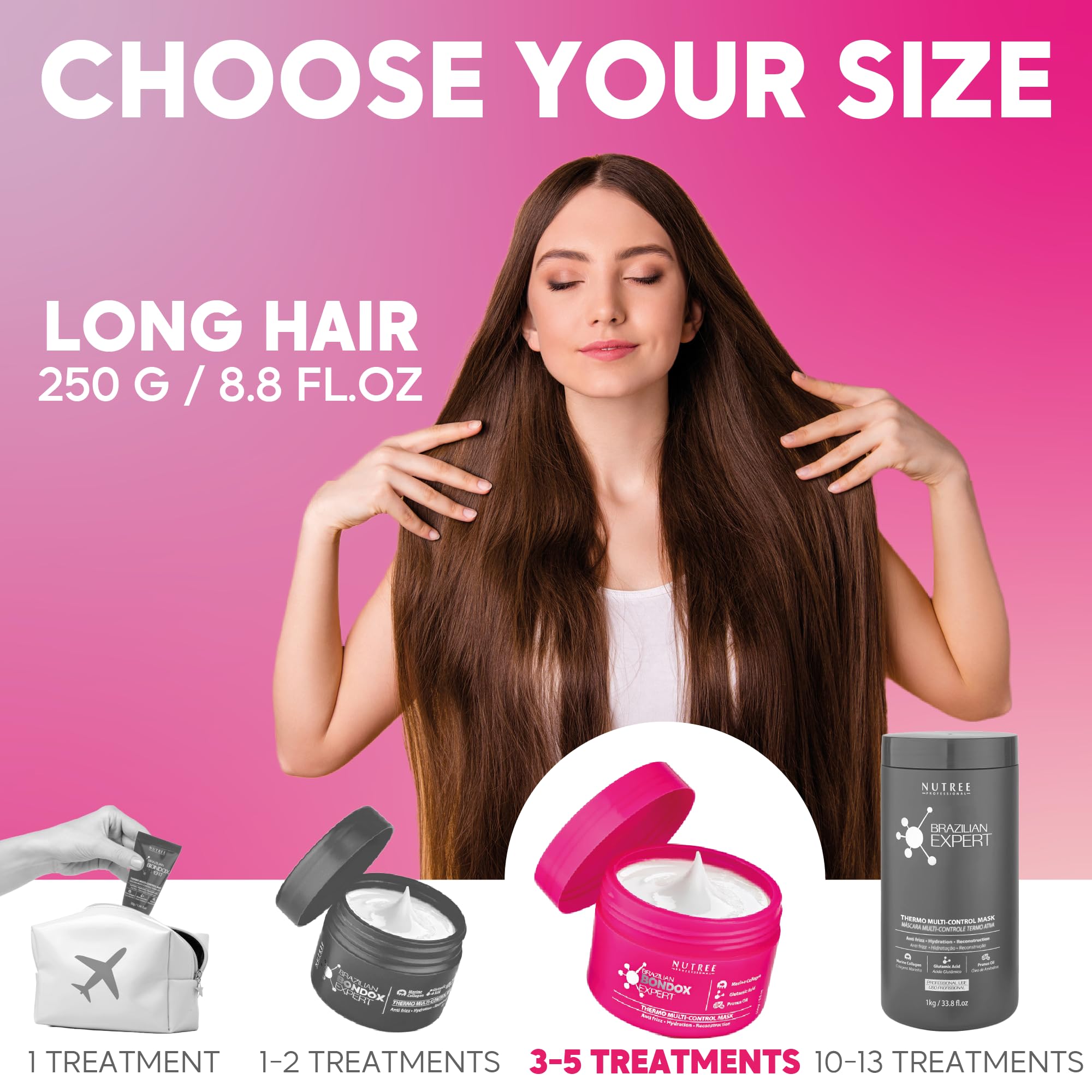 Brazilian Hair Bottox Expert Thermal Mask 8.8 oz - Contains Marine Collagen and Almond Oil - Formaldehyde-Free - Repairs the Hair Elasticity and Flexibility, Softens, Moisturizers, Adds Shine - TrustMedUSA