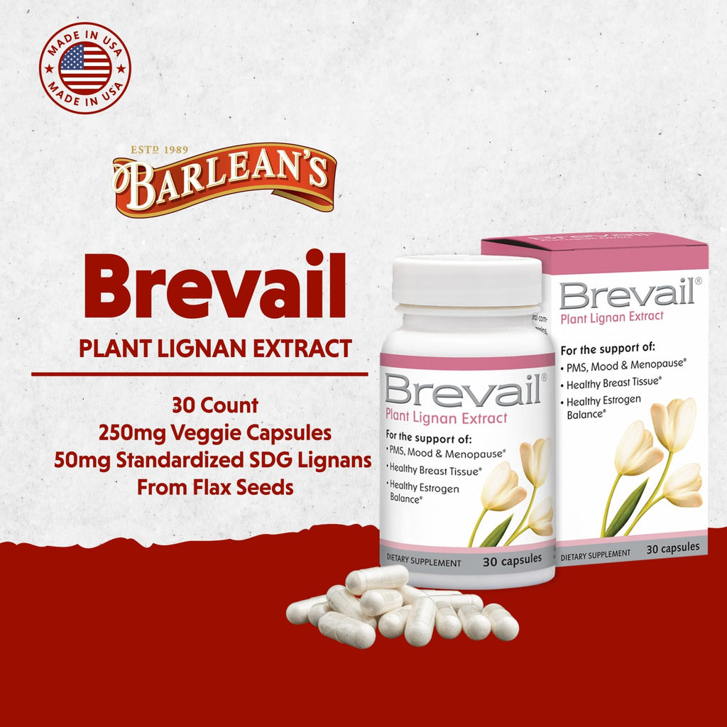 Brevail Plant Lignan Extract Capsules, Proactive Breast Health Supplement with 50 mg SDG Lignans from Flax Seed Hulls for Healthy Estrogen Balance and PMS Mood Support Pills, 30 Count - TrustMedUSA