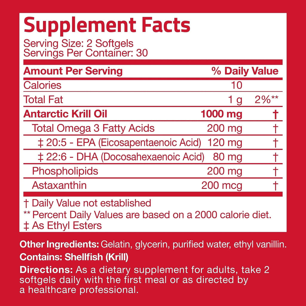 Bronson Antarctic Krill Oil 1000 mg with Omega-3s EPA, DHA, Astaxanthin - TrustMedUSA