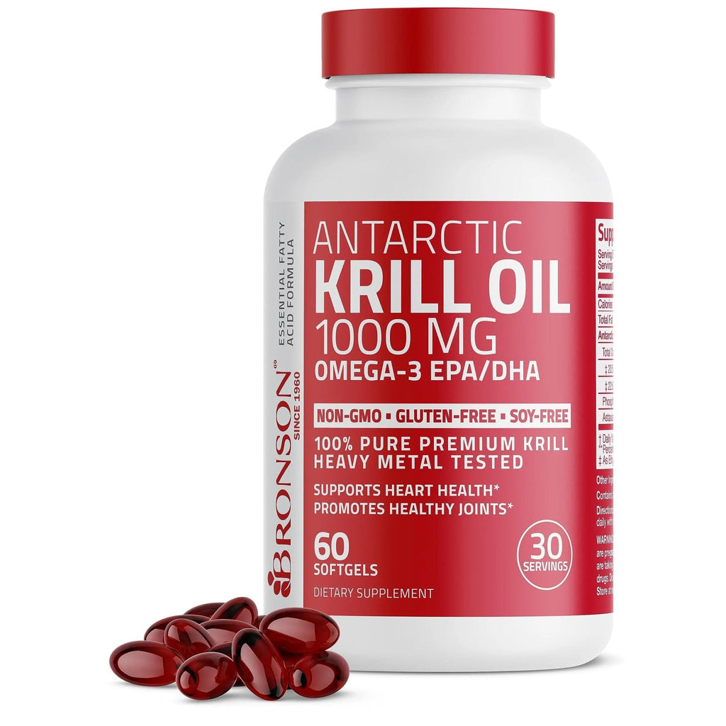 Bronson Antarctic Krill Oil 1000 mg with Omega-3s EPA, DHA, Astaxanthin - TrustMedUSA