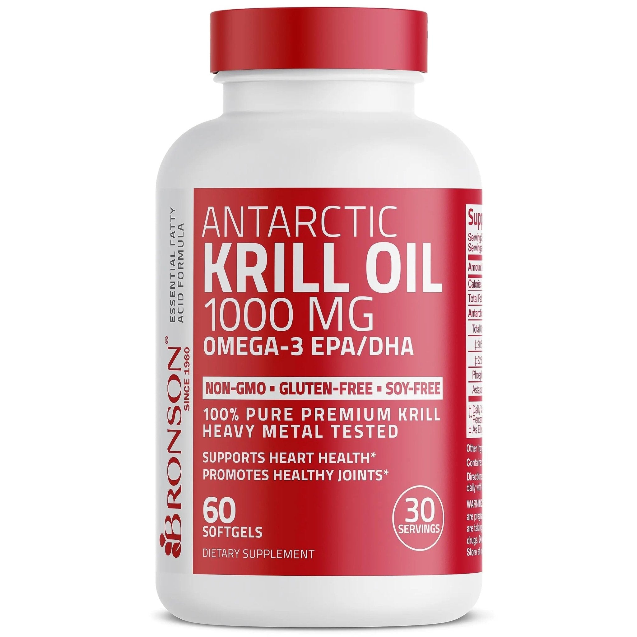 Bronson Antarctic Krill Oil 1000 mg with Omega-3s EPA, DHA, Astaxanthin - TrustMedUSA