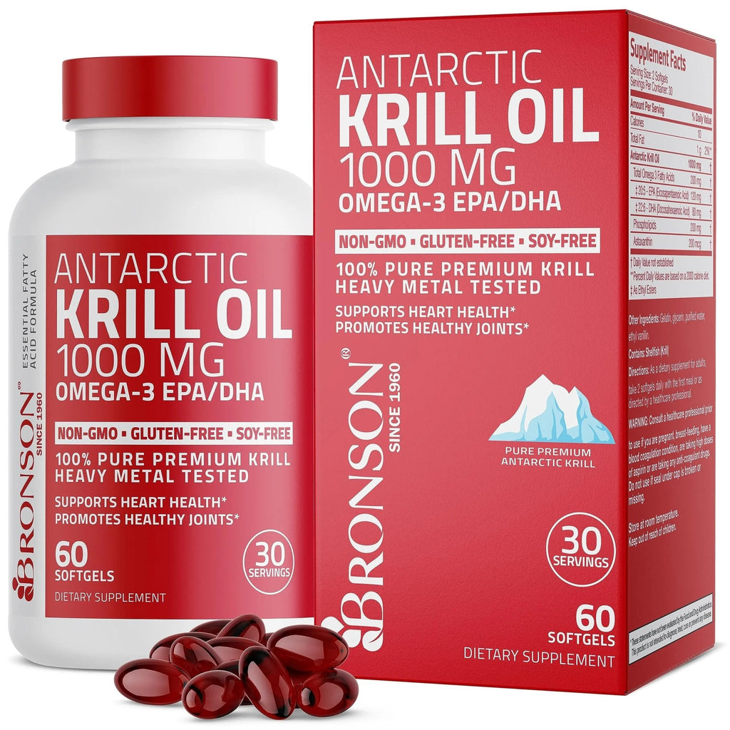 Bronson Antarctic Krill Oil 1000 mg with Omega-3s EPA, DHA, Astaxanthin - TrustMedUSA