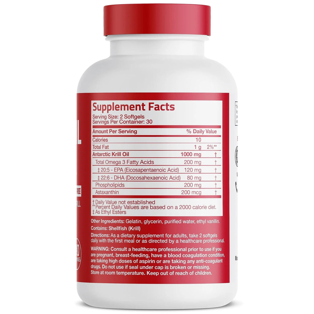 Bronson Antarctic Krill Oil 1000 mg with Omega-3s EPA, DHA, Astaxanthin - TrustMedUSA