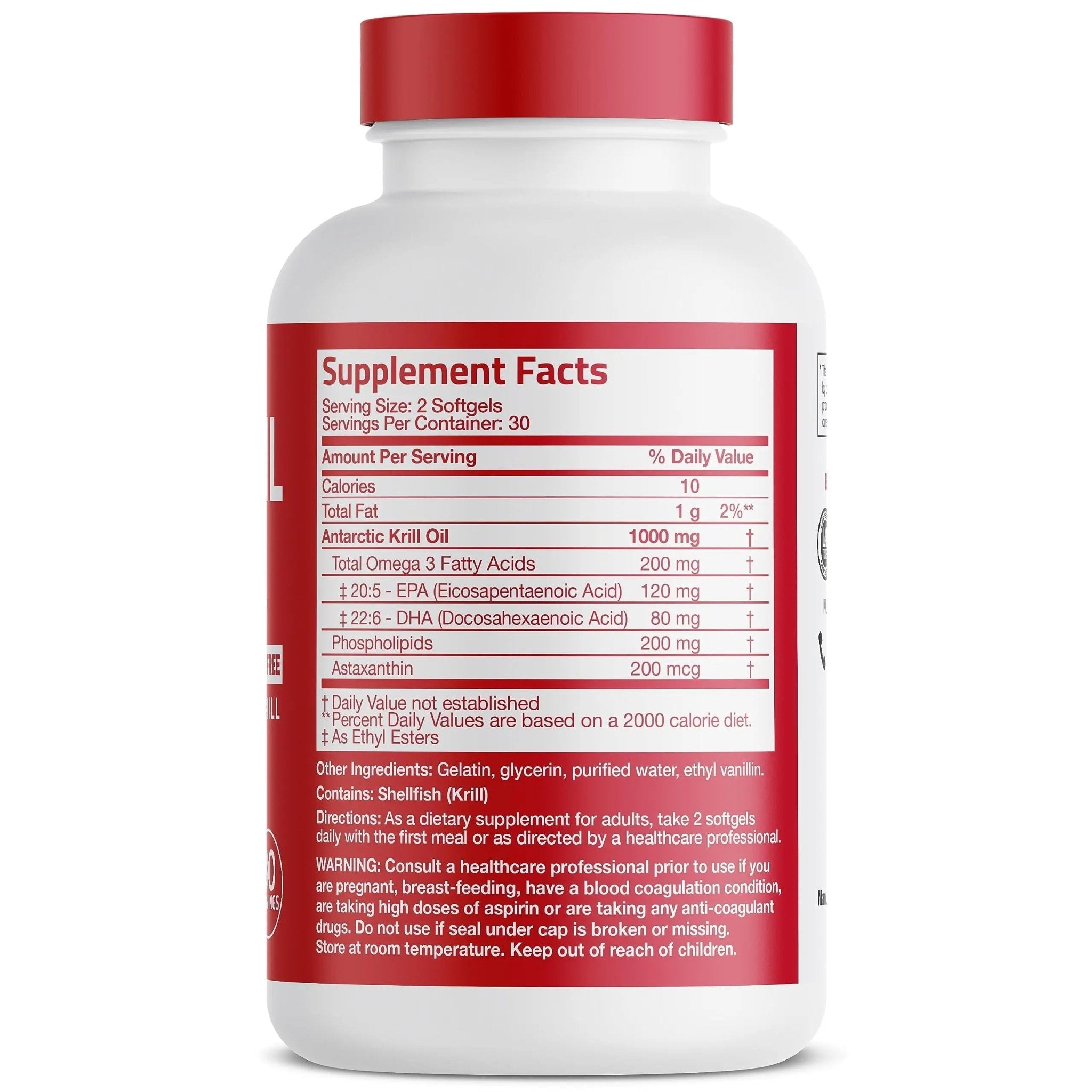 Bronson Antarctic Krill Oil 1000 mg with Omega-3s EPA, DHA, Astaxanthin - TrustMedUSA