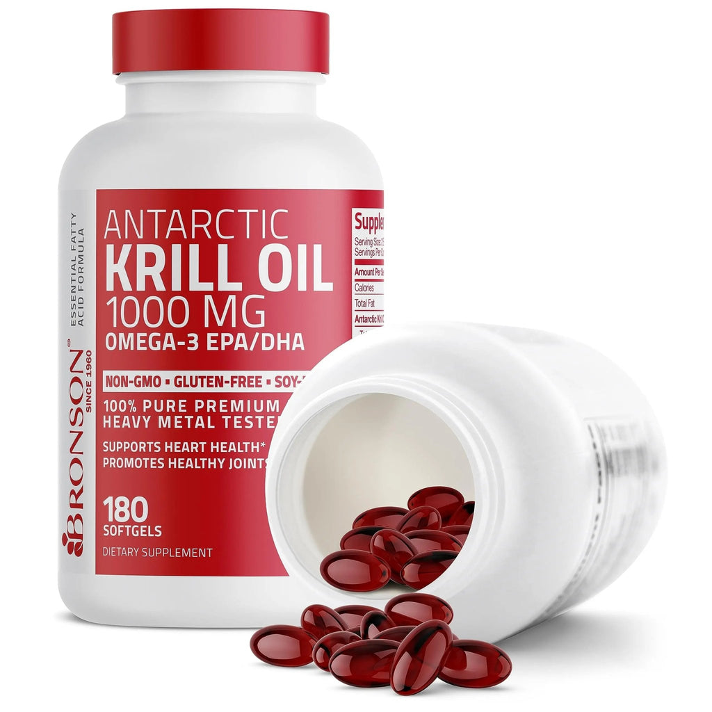 Bronson Antarctic Krill Oil 1000 mg with Omega-3s EPA, DHA, Astaxanthin and Phospholipid - TrustMedUSA