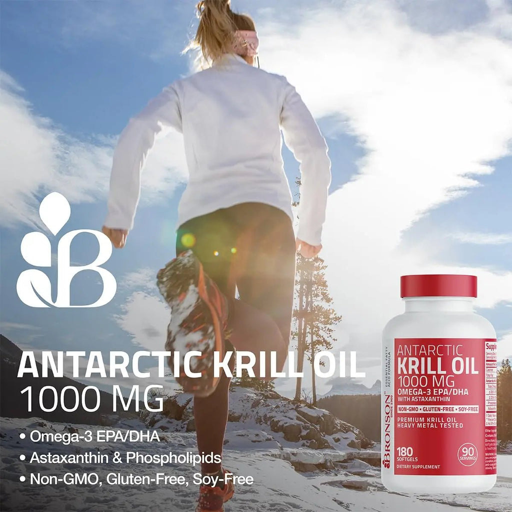 Bronson Antarctic Krill Oil 1000 mg with Omega-3s EPA, DHA, Astaxanthin and Phospholipids 120 Softgels - TrustMedUSA