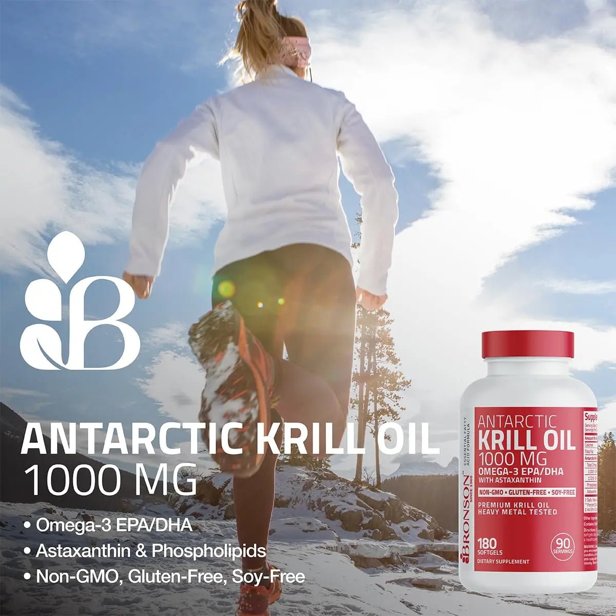 Bronson Antarctic Krill Oil 1000 mg with Omega-3s EPA, DHA, Astaxanthin and Phospholipids 120 Softgels - TrustMedUSA