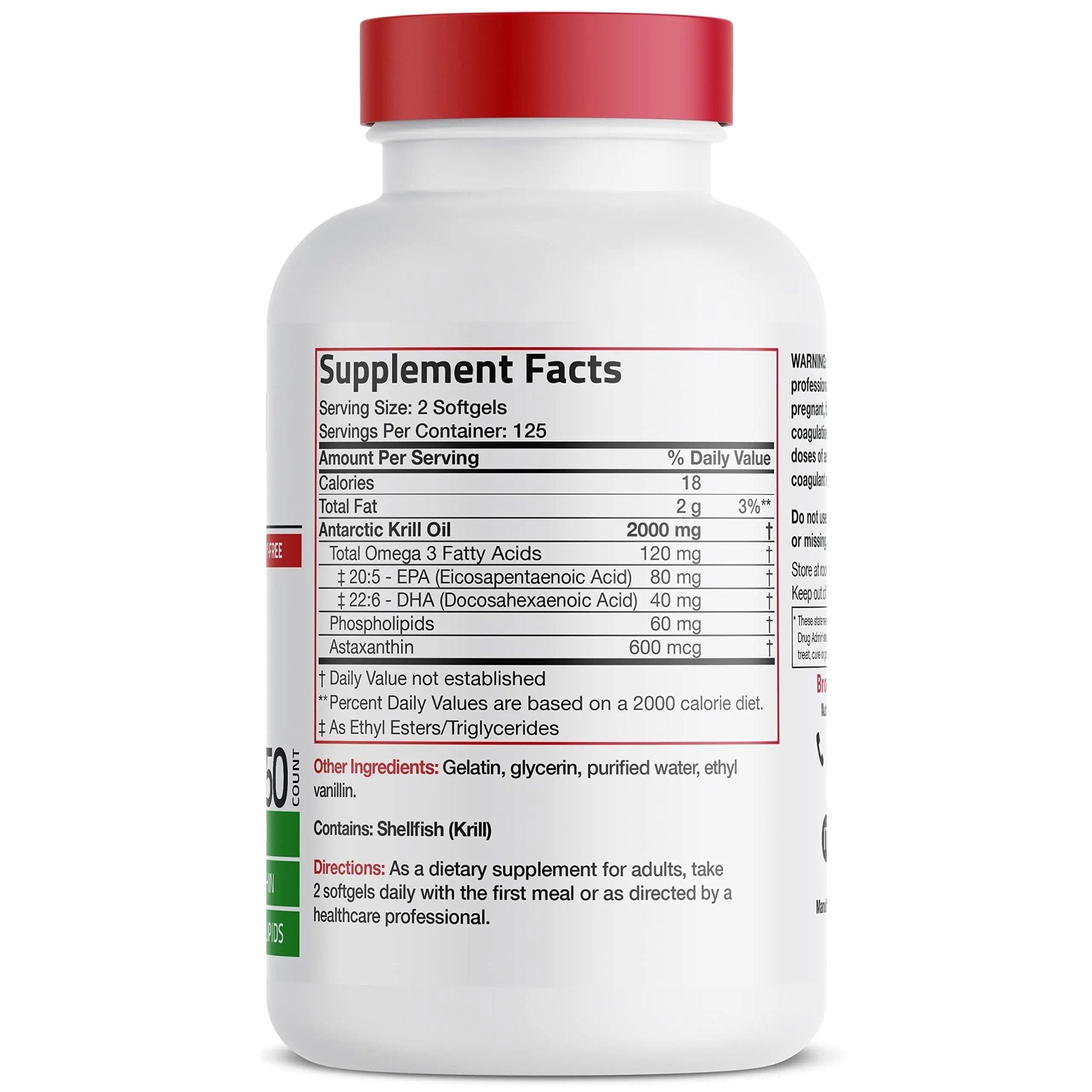 Bronson Antarctic Krill Oil 2000 mg with Omega-3s EPA, DHA, Astaxanthin and Phospholipi - TrustMedUSA