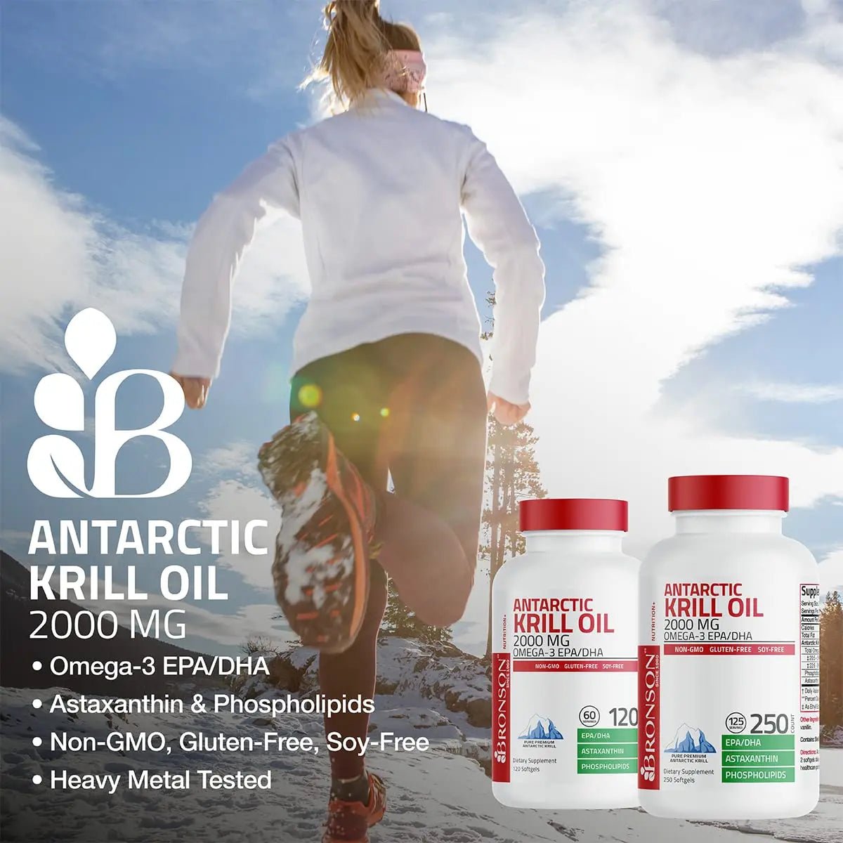 Bronson Antarctic Krill Oil 2000 mg with Omega-3s EPA, DHA, Astaxanthin and Phospholipi - TrustMedUSA