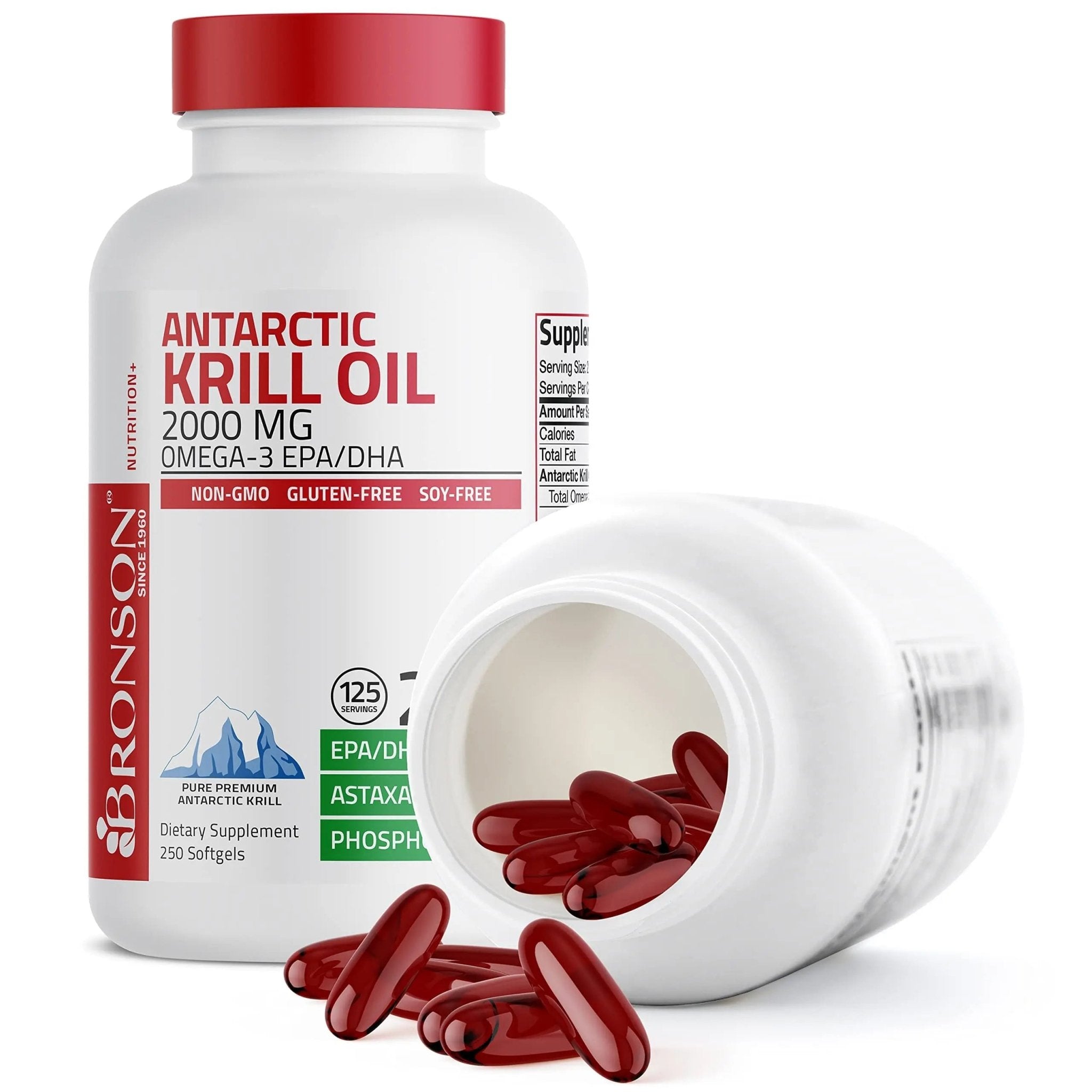 Bronson Antarctic Krill Oil 2000 mg with Omega-3s EPA, DHA, Astaxanthin and Phospholipi - TrustMedUSA