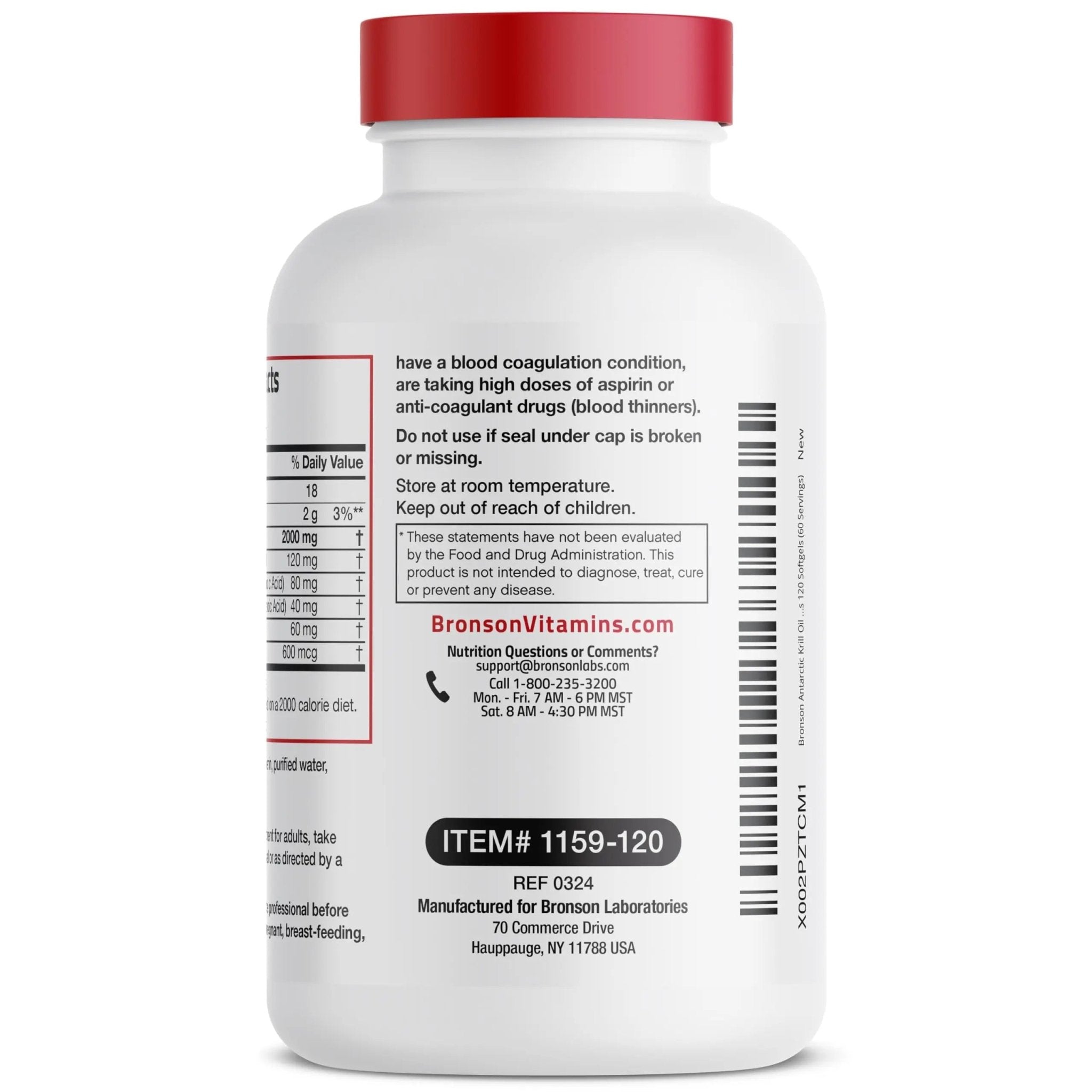 Bronson Antarctic Krill Oil 2000 mg with Omega-3s EPA, DHA, Astaxanthin and Phospholipids 120 Softgels (60 Servings) - TrustMedUSA