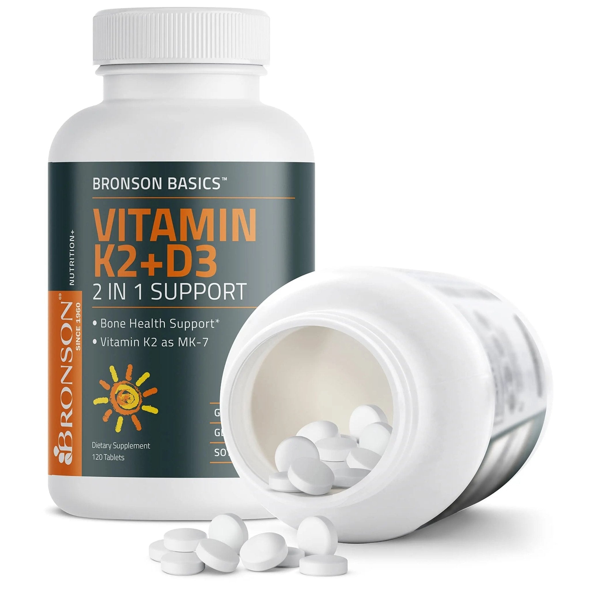 Bronson Basics Vitamin K2 D3 (MK7) Supplement Non-GMO Formula 5000IU (125 mcg) - TrustMedUSA