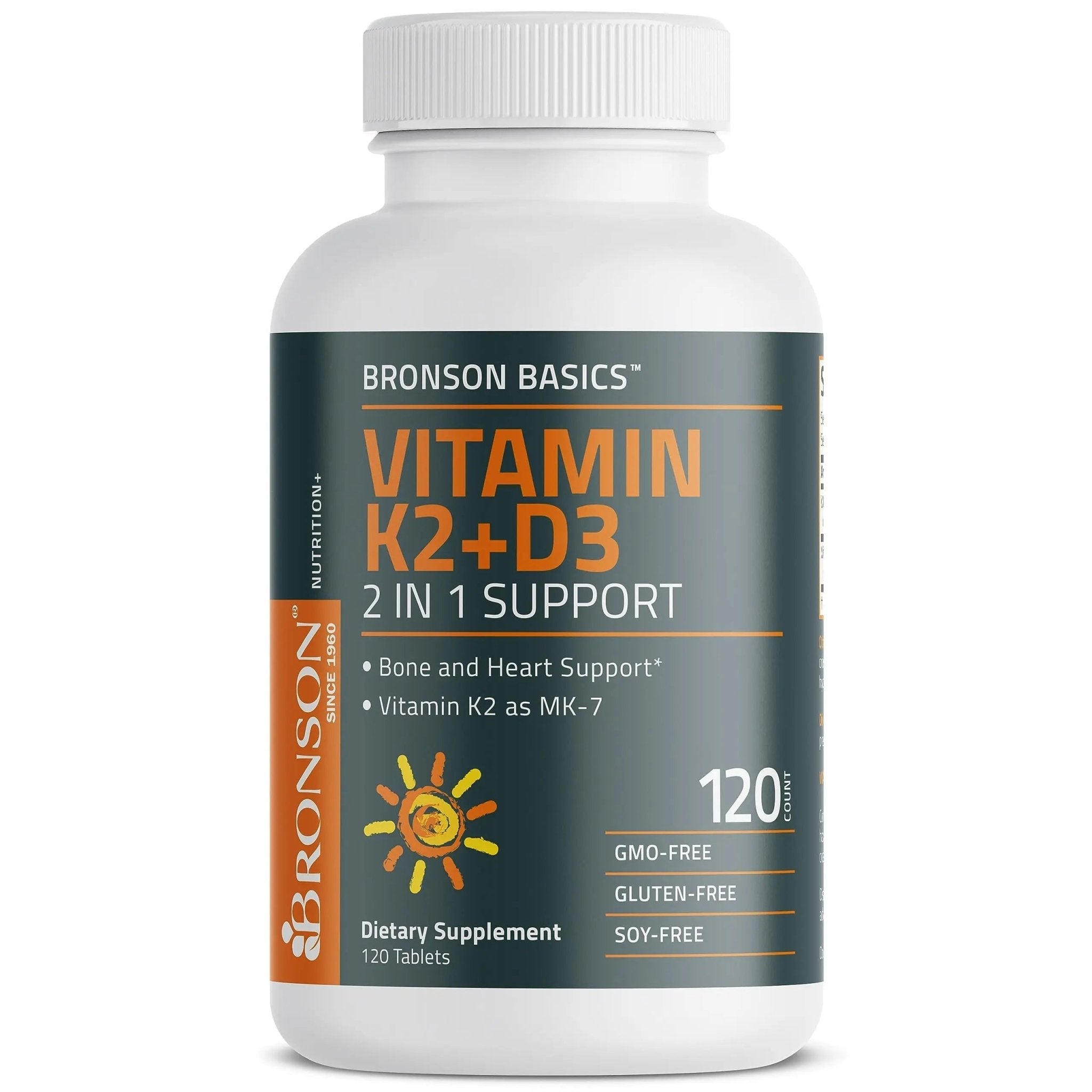 Bronson Basics Vitamin K2 D3 (MK7) Supplement Non-GMO Formula 5000IU (125 mcg) - TrustMedUSA