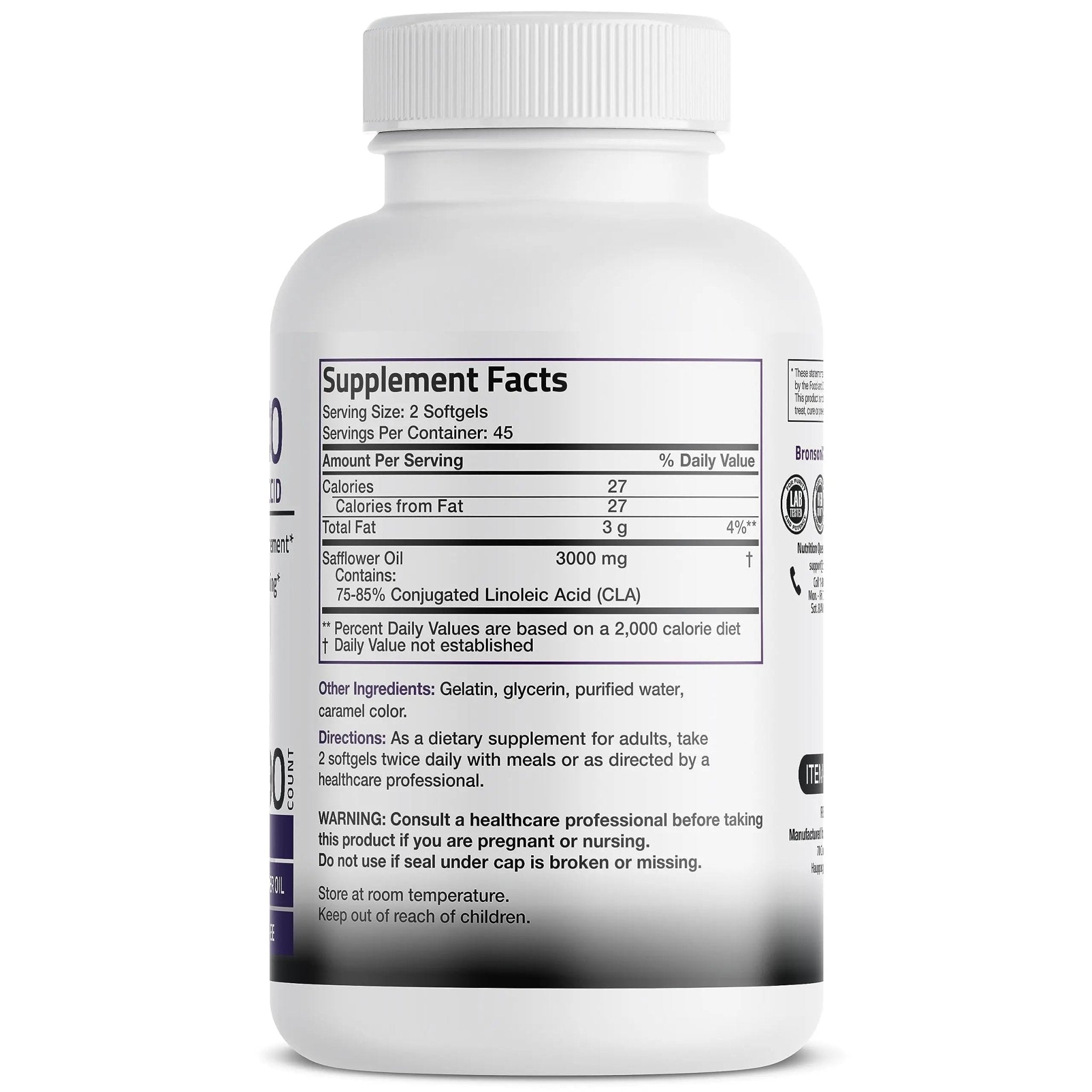 Bronson CLA 3000 Extra High Potency Supports Healthy Weight Managem - TrustMedUSA