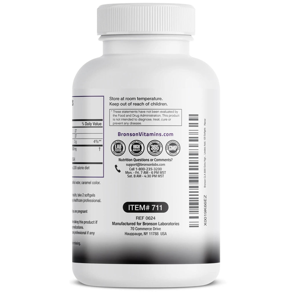 Bronson CLA 3000 Extra High Potency Supports Healthy Weight Management Lean Muscle Mass Non-Stimulating - TrustMedUSA
