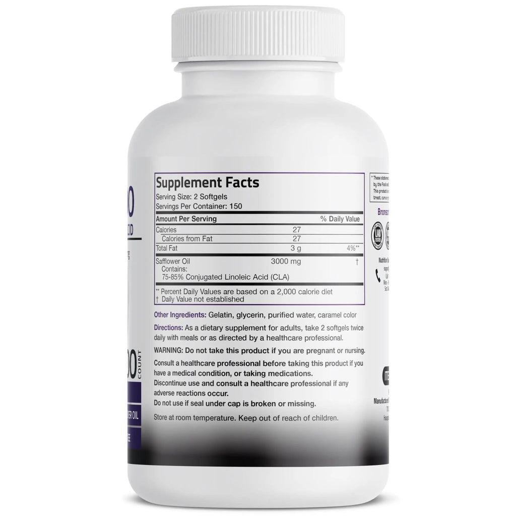 Bronson CLA 3000 Extra High Potency Supports Healthy Weight Management Lean Muscle Mass Non-Stimulating - TrustMedUSA