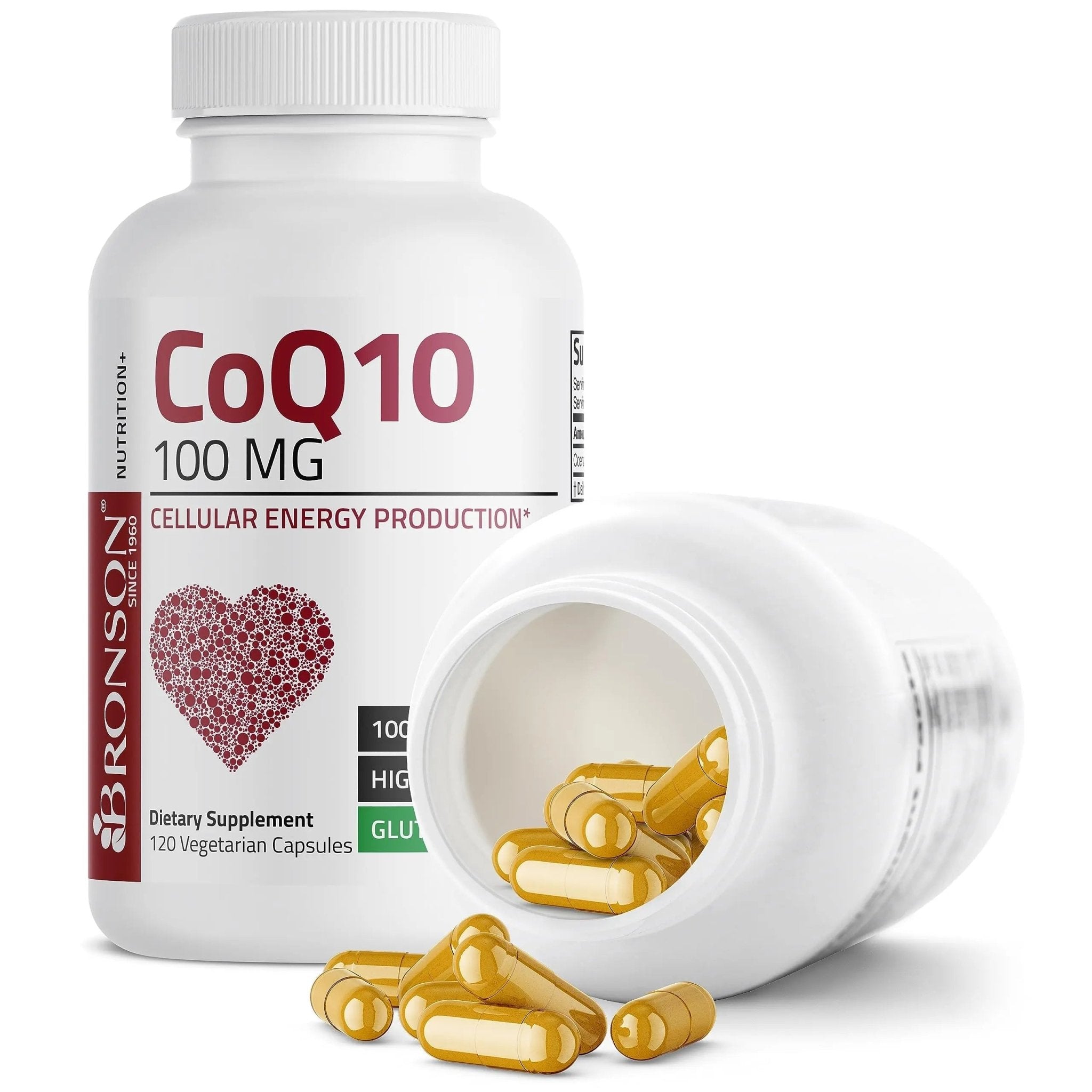 Bronson CoQ10 100 MG High Potency Cellular Energy Production, 120 Vegetarian Capsules - TrustMedUSA
