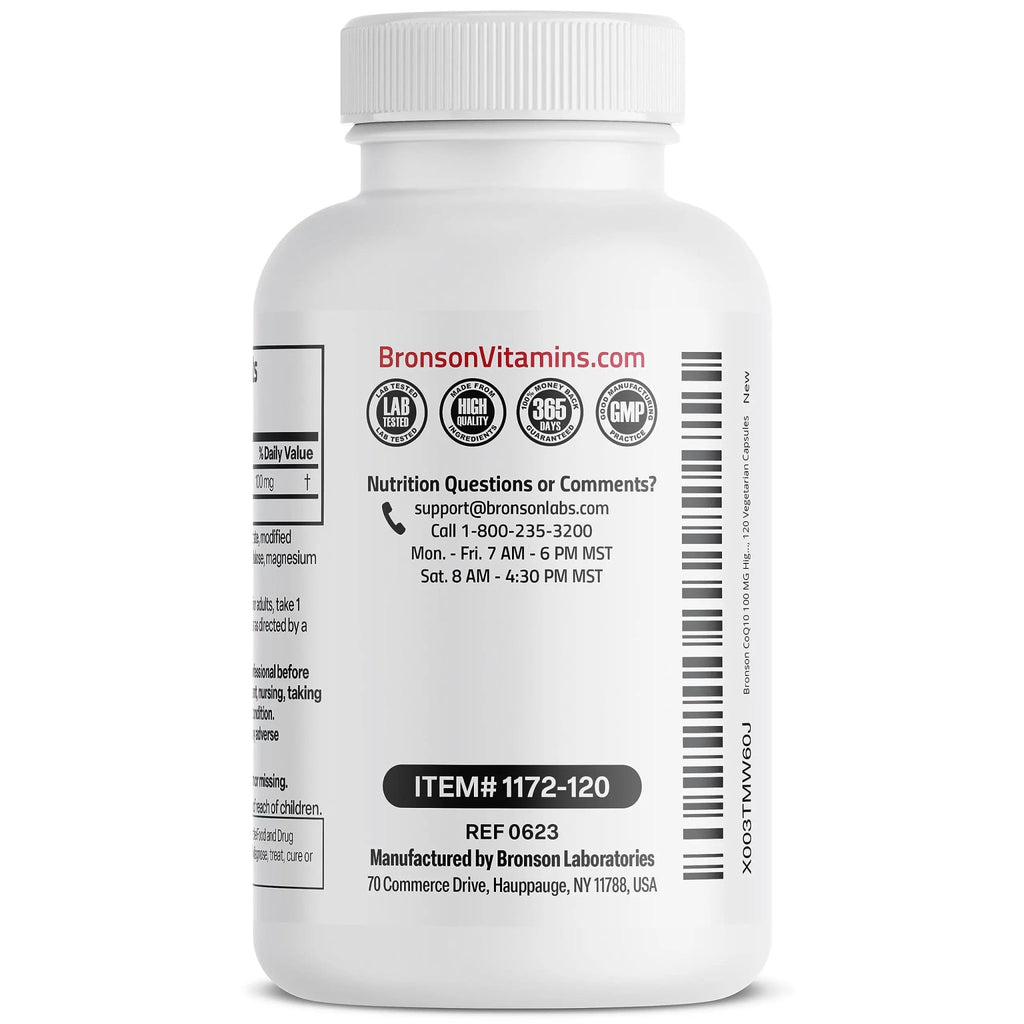 Bronson CoQ10 100 MG High Potency Cellular Energy Production, 120 Vegetarian Capsules - TrustMedUSA