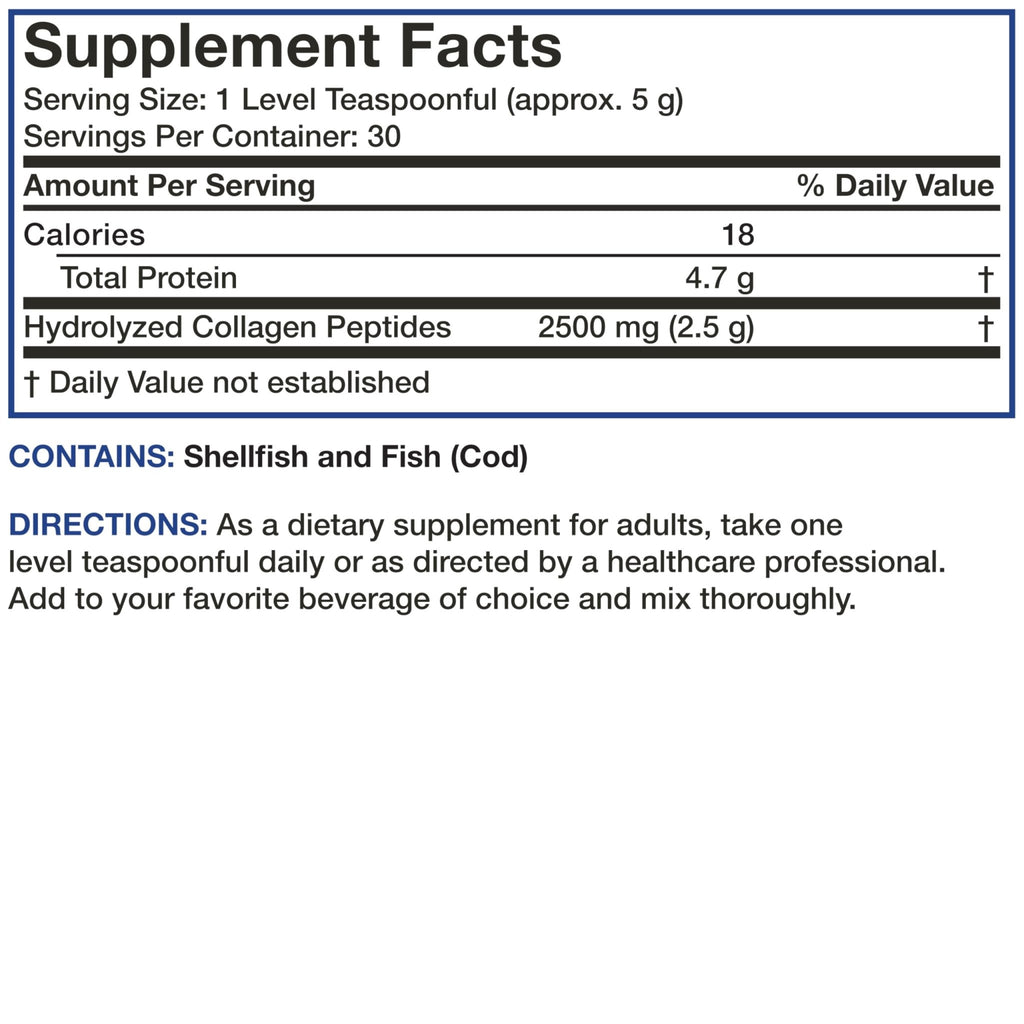Bronson Marine Collagen Peptides Hydrolyzed Protein Powder 100% Wild Caught Nordic Cod Verified Sustainable Source for Joints Skin Hair Nails & Bones 150g (5.29oz) - TrustMedUSA