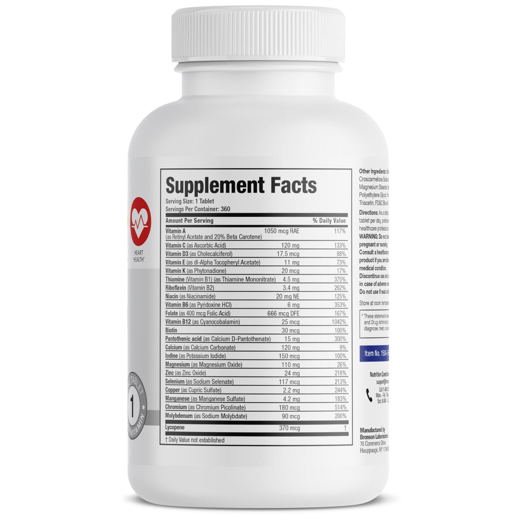 Bronson ONE Daily Mens 50+ Complete Multivitamin Multimineral, 360 Tablets - TrustMedUSA