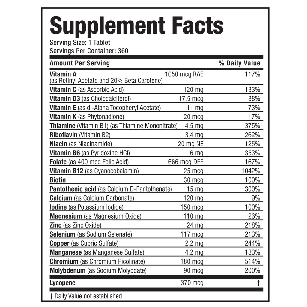 Bronson ONE Daily Mens 50+ Complete Multivitamin Multimineral, 360 Tablets - TrustMedUSA