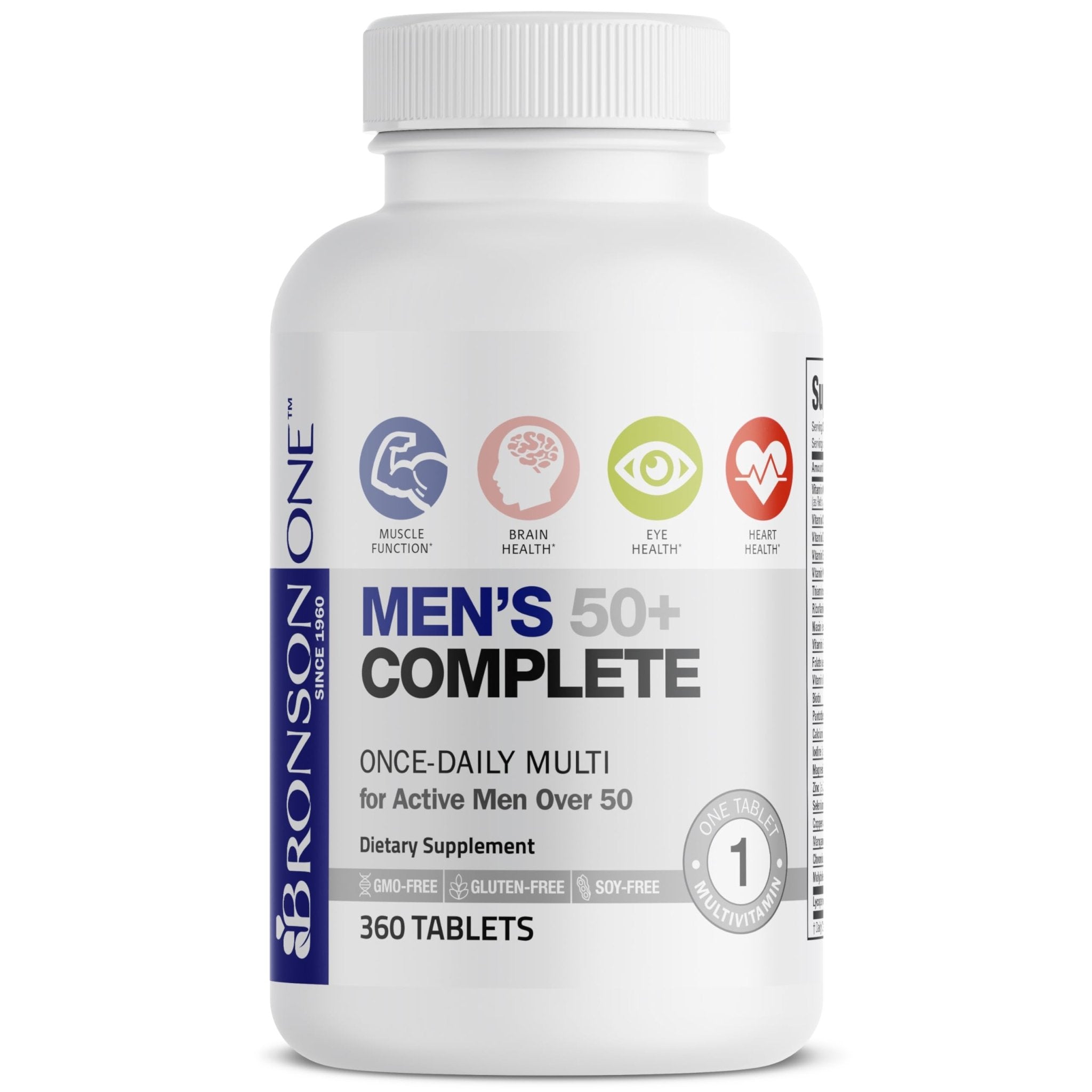 Bronson ONE Daily Mens 50+ Complete Multivitamin Multimineral, 360 Tablets - TrustMedUSA