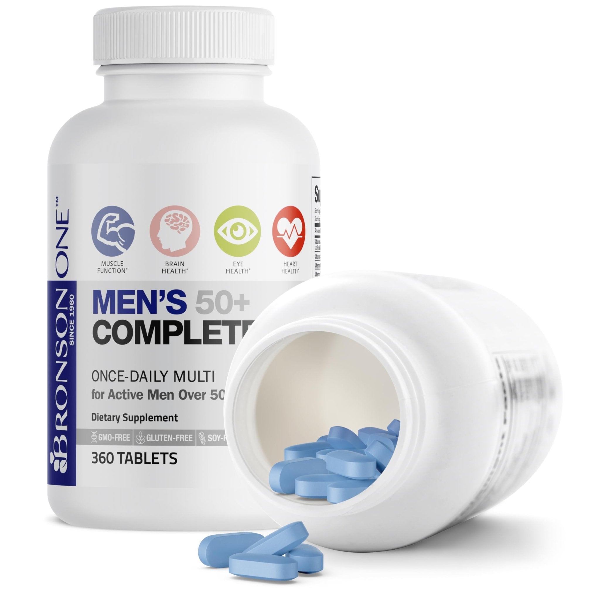 Bronson ONE Daily Mens 50+ Complete Multivitamin Multimineral, 360 Tablets - TrustMedUSA