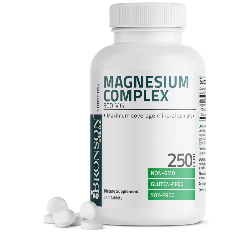 Bronson Triple Magnesium Complex Maximum Coverage 300mg - Non-GMO Formula, 250 Tablets - TrustMedUSA