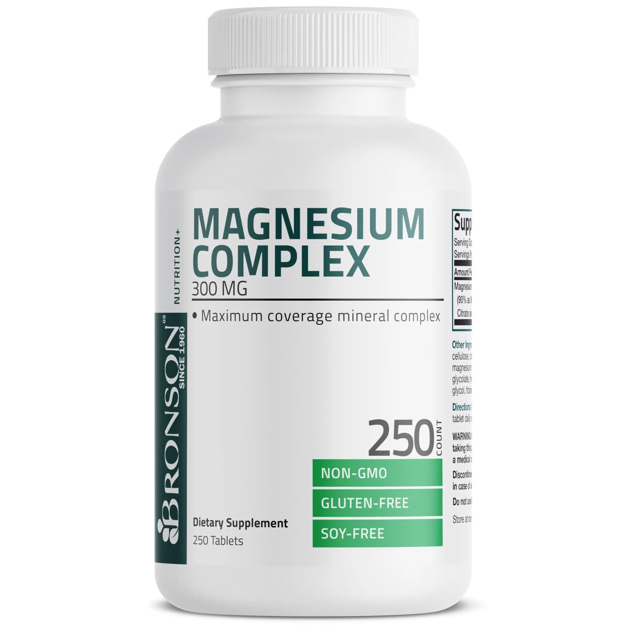 Bronson Triple Magnesium Complex Maximum Coverage 300mg - Non-GMO Formula, 250 Tablets - TrustMedUSA
