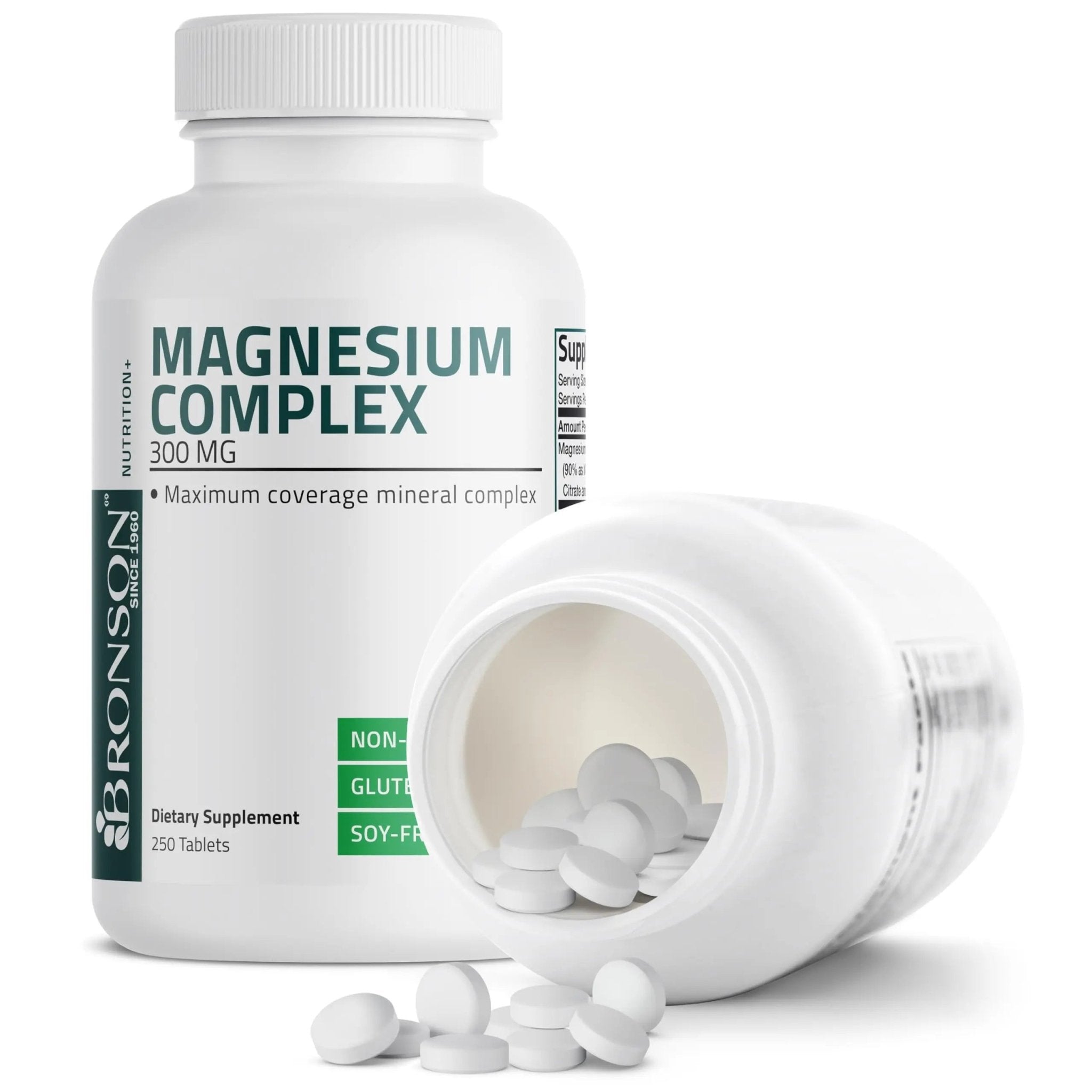 Bronson Triple Magnesium Complex Maximum Coverage 300mg - Non-GMO Formula, 250 Tablets - TrustMedUSA