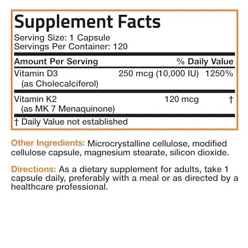 Bronson Vitamin K2 (MK7) with D3 Extra Strength Supplement Bone and Heart Health Non - TrustMedUSA