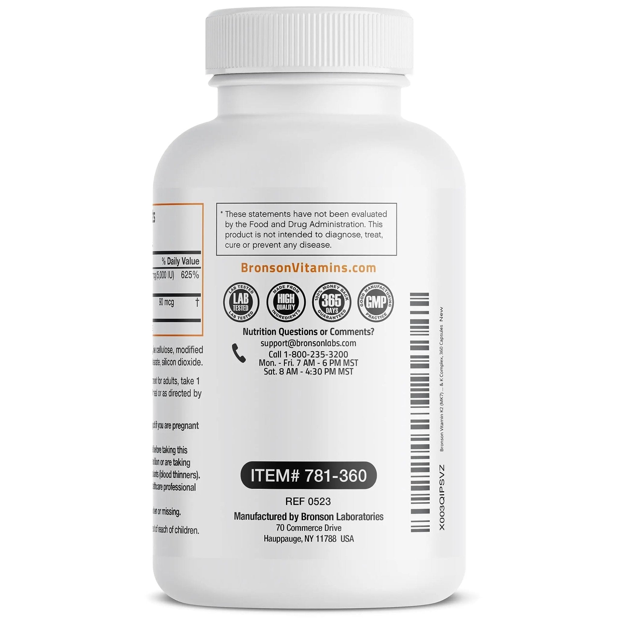 Bronson Vitamin K2 (MK7) with D3 Supplement Non-GMO Formula 5000 IU Vitamin D3 - TrustMedUSA