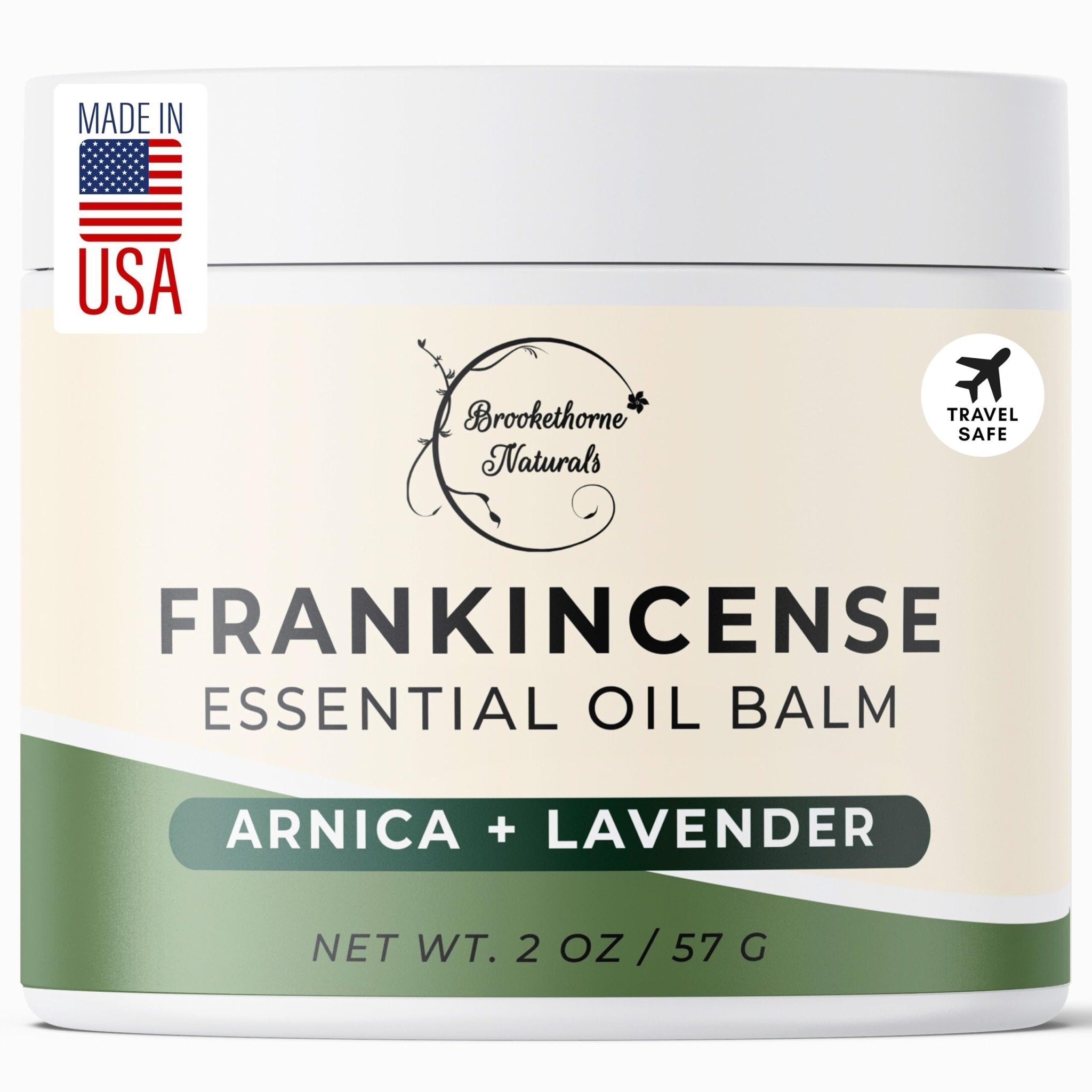 Brookethorne Naturals Frankincense Balm | Frankincense Essential Oil Balm for Skin Hydration | Soothing Muscle & Joint Support | Boswellia Extract, Arnica Montana, Castor Oil & Lavender 2oz - TrustMedUSA