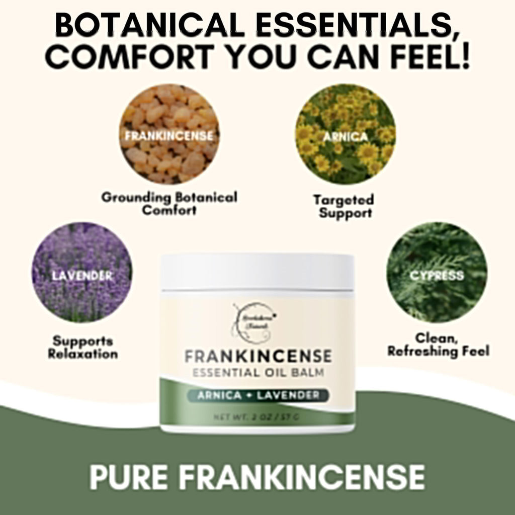 Brookethorne Naturals Frankincense Balm | Frankincense Essential Oil Balm for Skin Hydration | Soothing Muscle & Joint Support | Boswellia Extract, Arnica Montana, Castor Oil & Lavender 2oz - TrustMedUSA