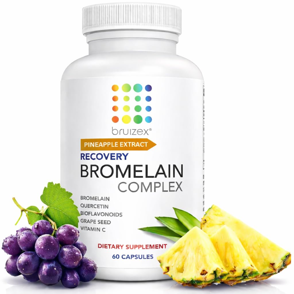 Bruizex Bromelain & Quercetin Recovery Complex - Post Surgery Recovery Bruising, Swelling Relief, Lymphatic Drainage - Post 360 lipo, BBL, Liposuction, Tummy Tuck - Non GMO - 60 Capsules - TrustMedUSA