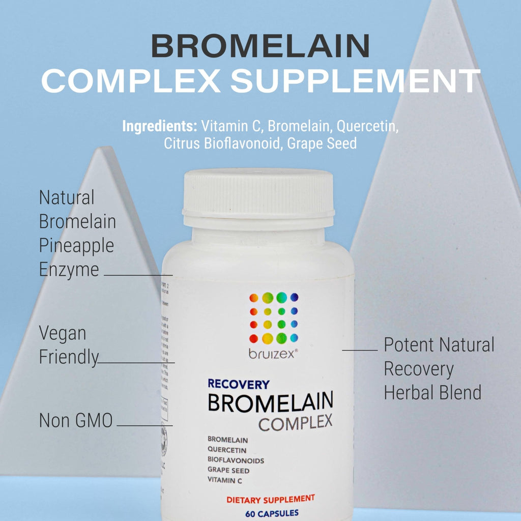 Bruizex Bromelain & Quercetin Recovery Complex - Post Surgery Recovery Bruising, Swelling Relief, Lymphatic Drainage - Post 360 lipo, BBL, Liposuction, Tummy Tuck - Non GMO - 60 Capsules - TrustMedUSA