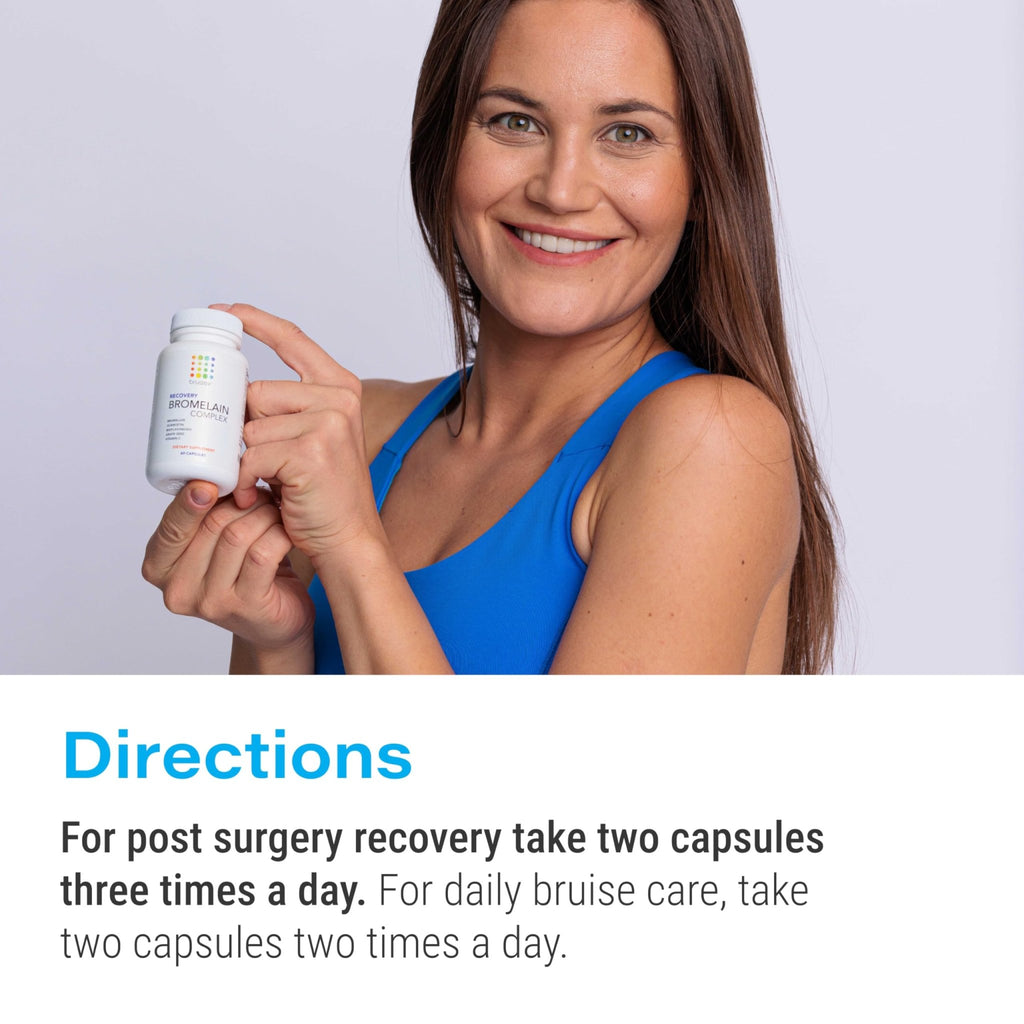Bruizex Bromelain & Quercetin Recovery Complex - Post Surgery Recovery Bruising, Swelling Relief, Lymphatic Drainage - Post 360 lipo, BBL, Liposuction, Tummy Tuck - Non GMO - 60 Capsules - TrustMedUSA