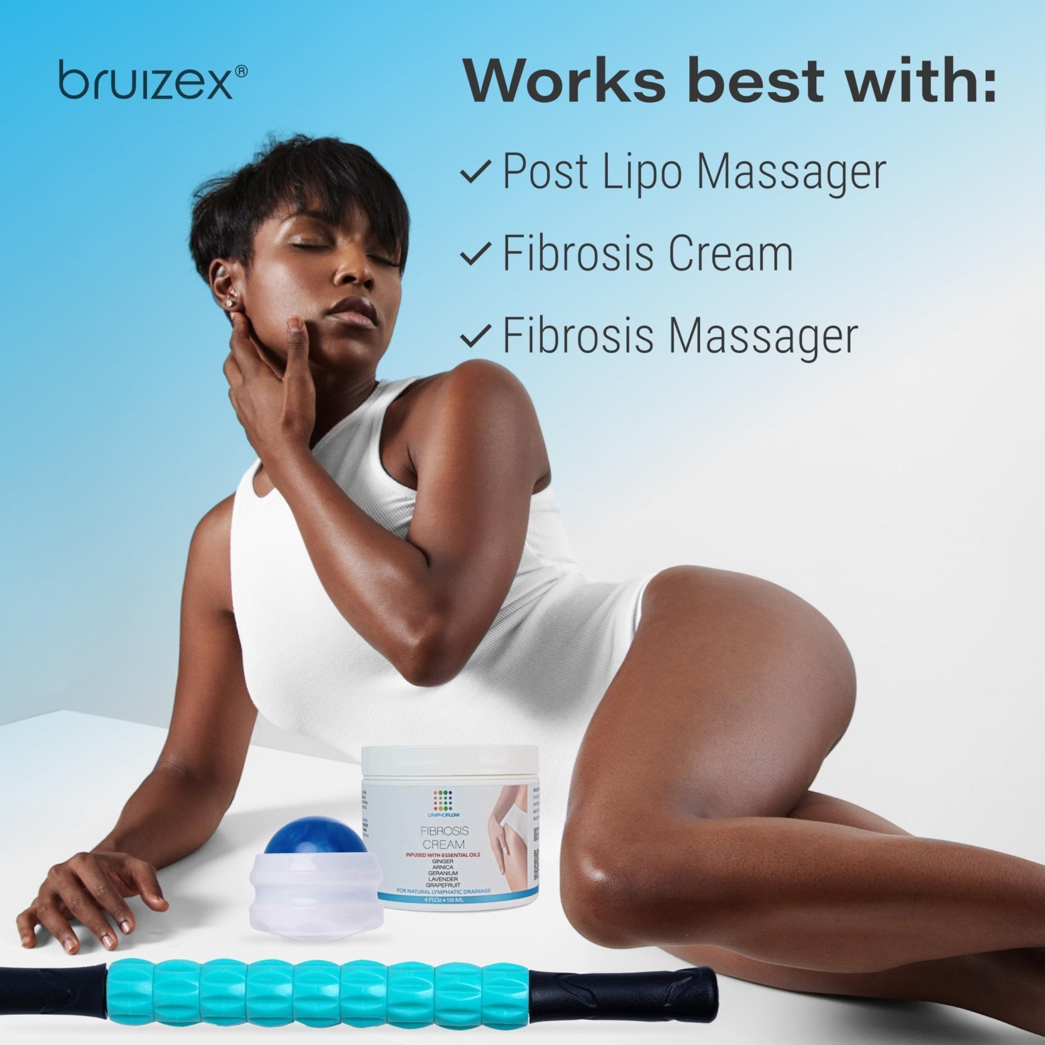 Bruizex Lymphatic Drainage Massage Oil with Arnica & Cold Pressed Castor Oil, Lightweight Non-Greasy Body Massage Oil for Daily Lymphatic Massage, Aftercare Routine, Lightweight Formula - 8.5 Oz - Maple Wellness Supplements
