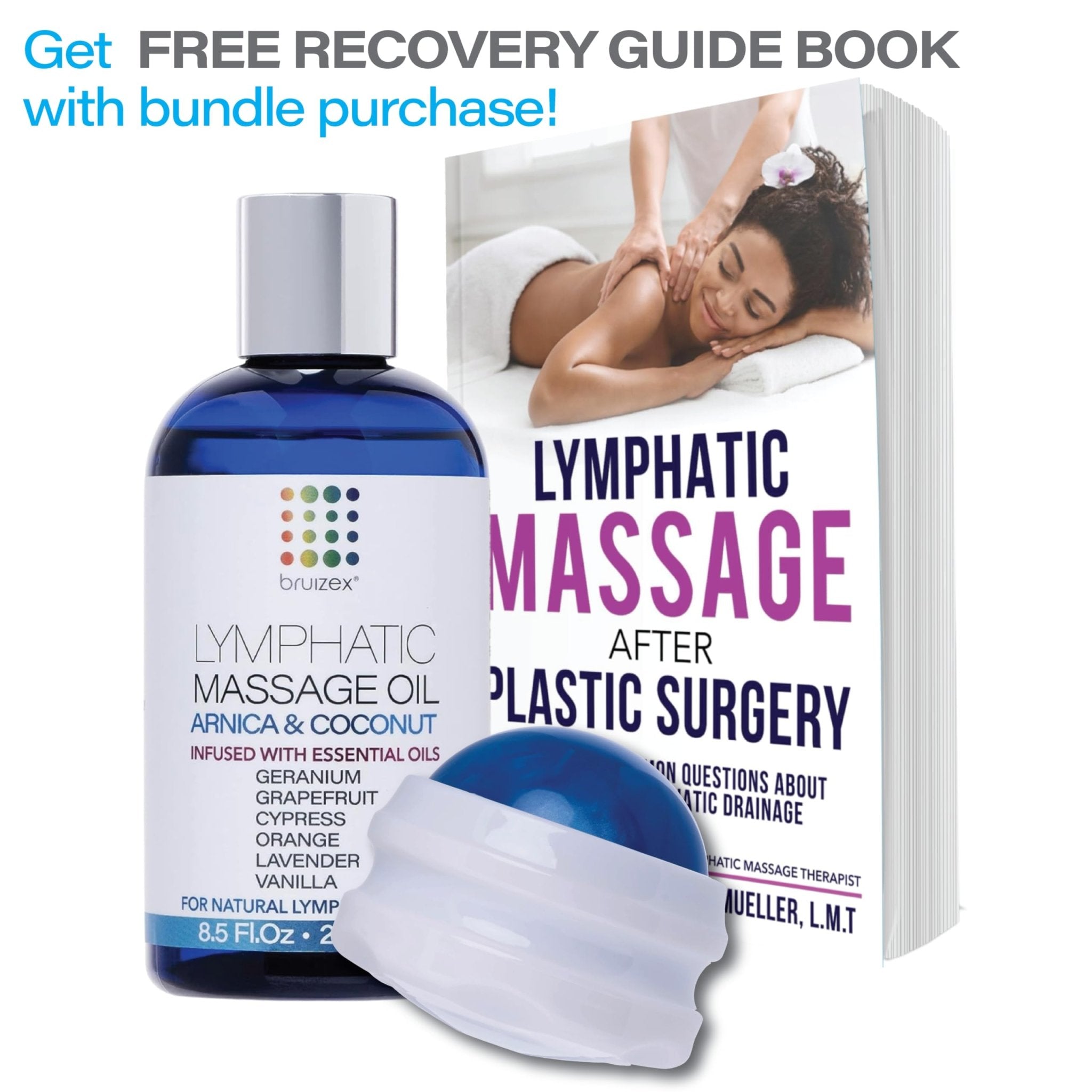 Bruizex Lymphatic Drainage Massage Oil with Arnica Oil & Coconut for Post Surgery Recovery & Lymphatic Drainage Massager, Liposuction, 360 Lipo, BBL, Tummy Tuck Procedure, Moisturizing Formula, 8.5 Oz - Maple Wellness Supplements