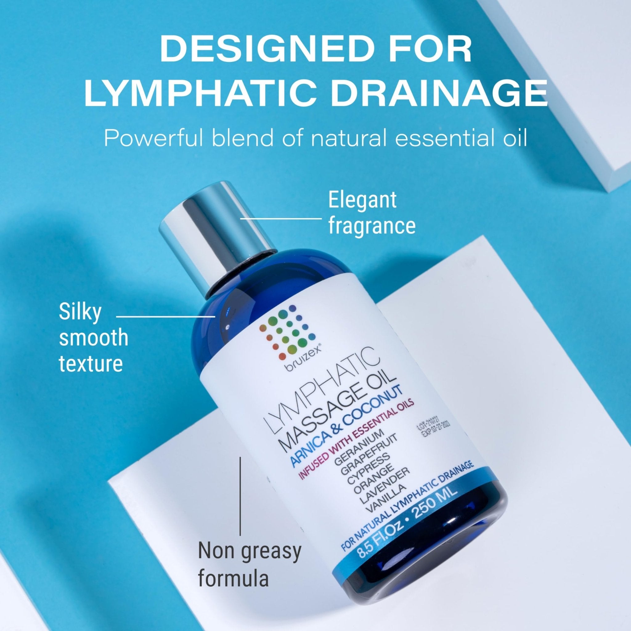 Bruizex Lymphatic Drainage Massage Oil with Arnica Oil & Coconut for Post Surgery Recovery & Lymphatic Drainage Massager, Liposuction, 360 Lipo, BBL, Tummy Tuck Procedure, Moisturizing Formula, 8.5 Oz - Maple Wellness Supplements