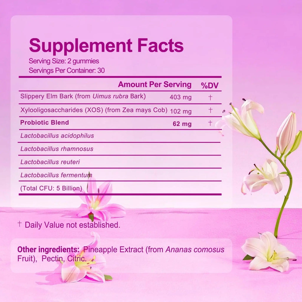 Brurtzexs Her Juicy Feminine Probiotics Gummies for Women with Slippery Elm - Pineapple Flavor, pH Balance & Immune Health Support - Digestive & Feminine Support - Vegan Supplement, 60 C - TrustMedUSA