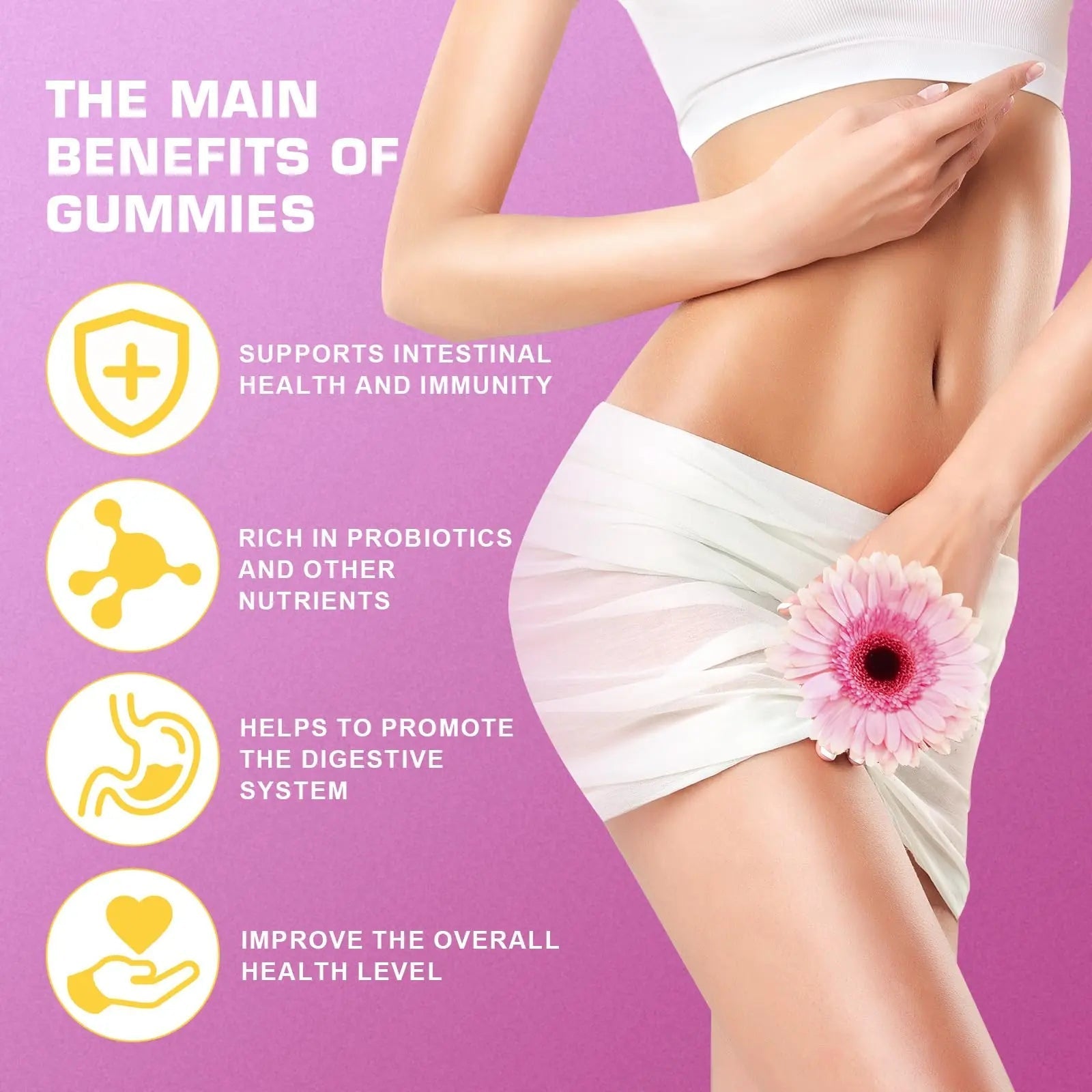 Brurtzexs Her Juicy Feminine Probiotics Gummies for Women with Slippery Elm - Pineapple Flavor, pH Balance & Immune Health Support - Digestive & Feminine Support - Vegan Supplement, 60 C - TrustMedUSA