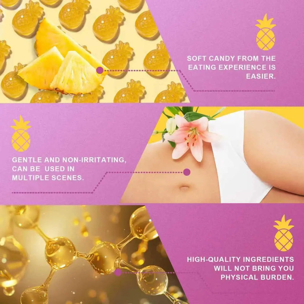 Brurtzexs Her Juicy Feminine Probiotics Gummies for Women with Slippery Elm - Pineapple Flavor, pH Balance & Immune Health Support - Digestive & Feminine Support - Vegan Supplement, 60 C - TrustMedUSA