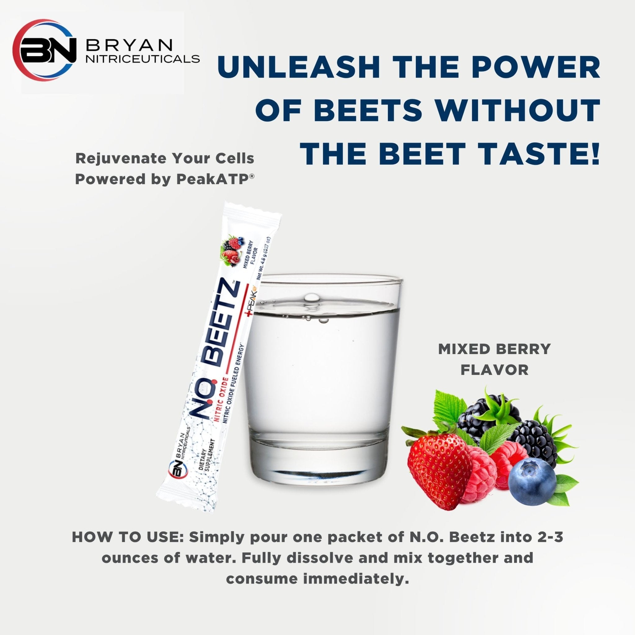 Bryan Nitriceuticals N.O. Beetz Nitric Oxide Fueled Energy Boost Supplement, Hydration & Cellular Energy Production Enhancer, Blend of Vitamins and Minerals (30 Servings) - TrustMedUSA