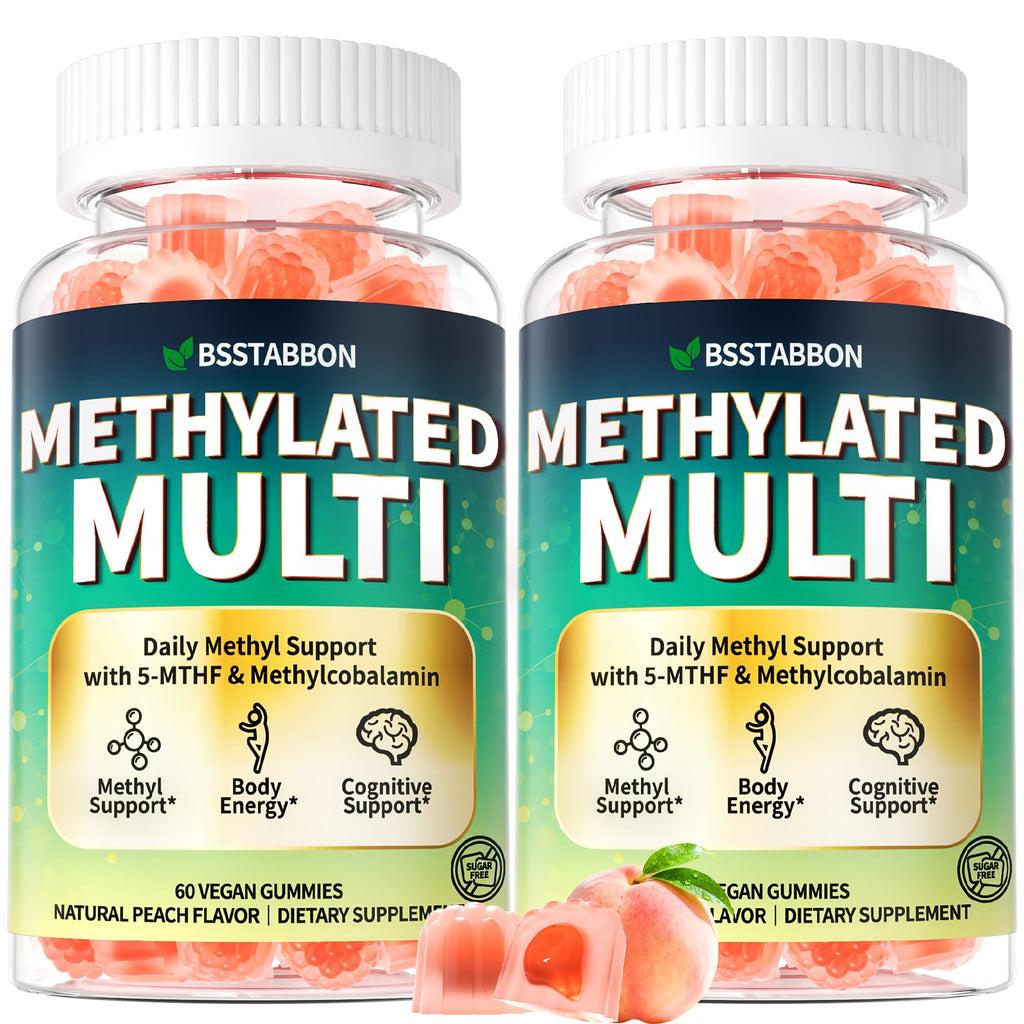 BSSTABBON Methylated Multivitamin for Women Men: Organic Iron Free Multivitamins Gummies plus 5-MTHF Active B12 P5P CoQ10 NAC TMG - Chewable Sugar Free Gummy for Energy Immune Overall Health(120Count) - TrustMedUSA