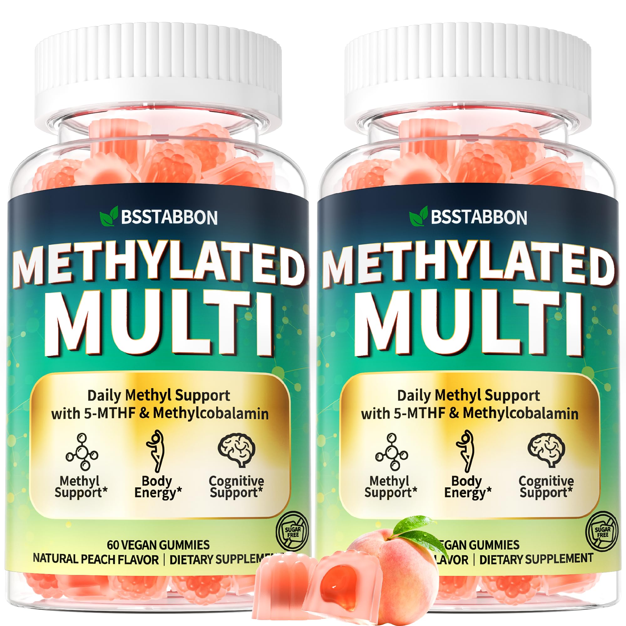 BSSTABBON Methylated Multivitamin for Women Men: Organic Iron Free Multivitamins Gummies plus 5-MTHF Active B12 P5P CoQ10 NAC TMG - Chewable Sugar Free Gummy for Energy Immune Overall Health(120Count) - TrustMedUSA