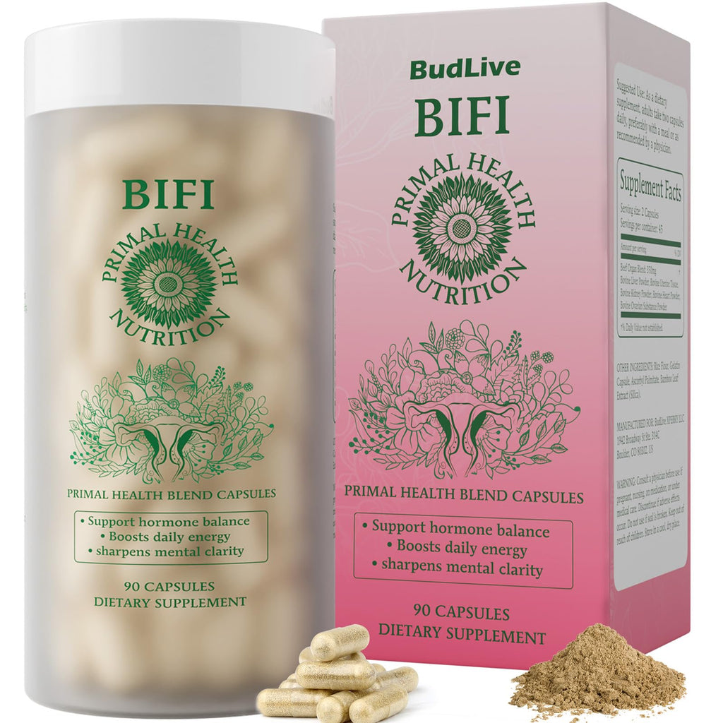 BudLive Beef Organ Supplement for Women – 100% Grass-Fed & Pasture Raised [Ovary, Liver, Spleen, Kidney & Heart] Primal Nutrition for Hormone Support, Energy & Wellness, 90 Capsules - TrustMedUSA