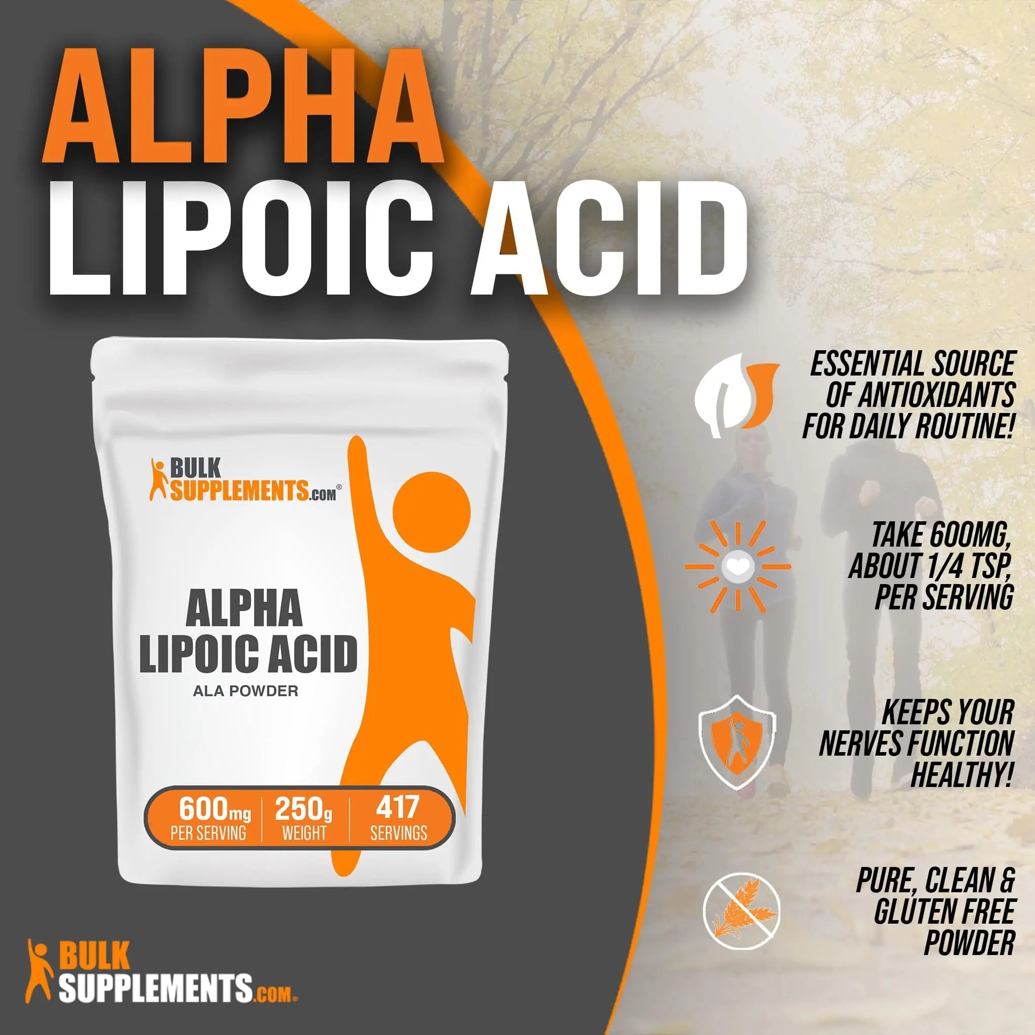 BULKSUPPLEMENTS.COM Alpha Lipoic Acid Powder - ALA Supplement, Alpha Lipoic - TrustMedUSA