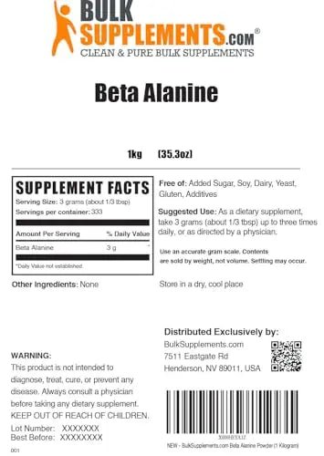 BULKSUPPLEMENTS.COM Beta Alanine Powder - Beta Alanine Pre Workout, Beta Alanine - TrustMedUSA